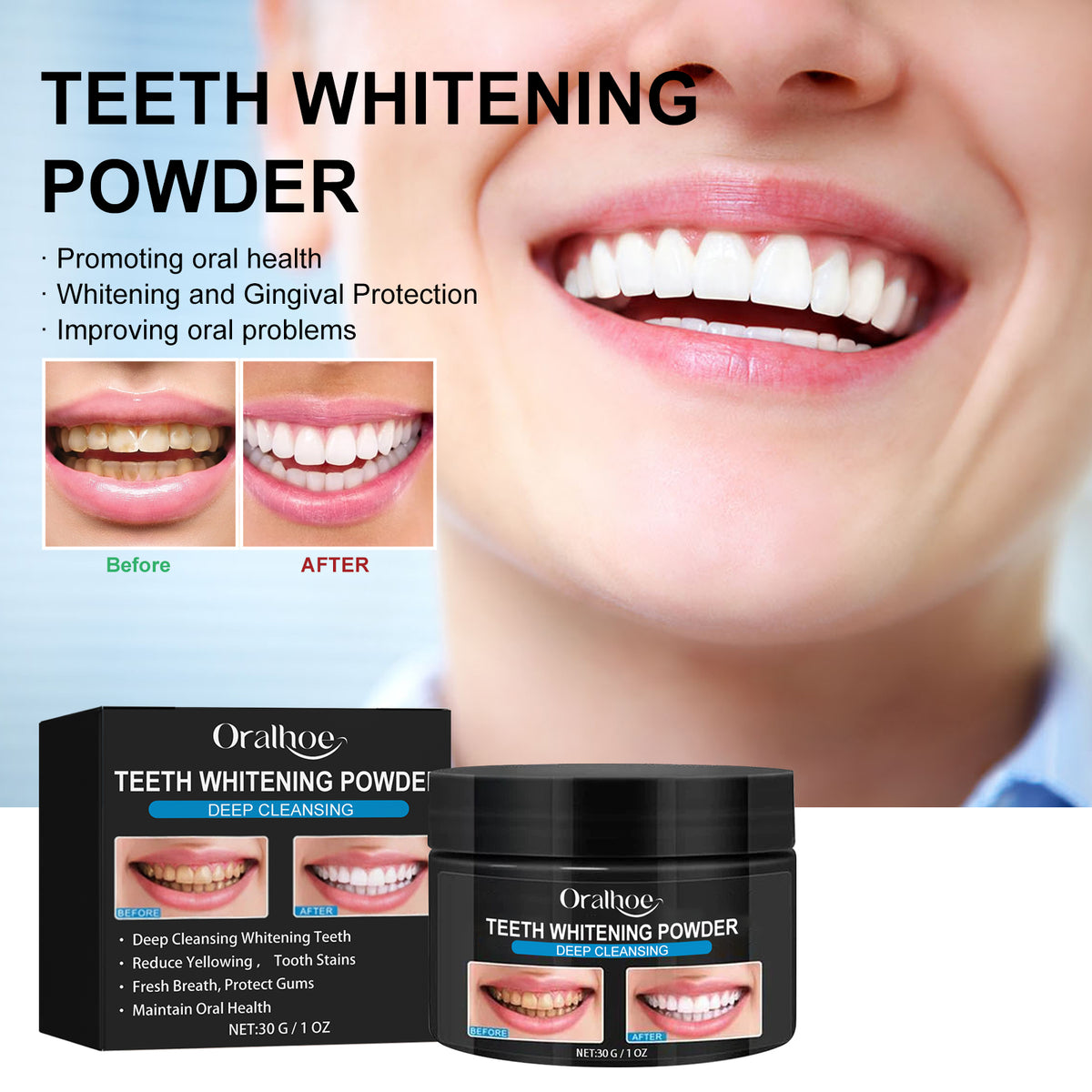 Premium Charcoal Teeth Whitening Powder for Men